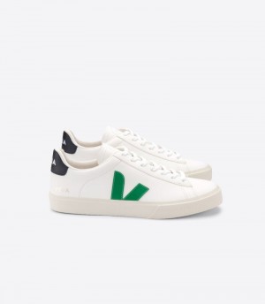 Veja Campo Chromefree Sneakers Dam Vita Gröna Svarta | STSBQH