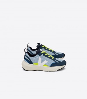 Veja Canary Elastic Laces Alveomesh Sneakers Barn Blå Gula Vita | EFF-8506