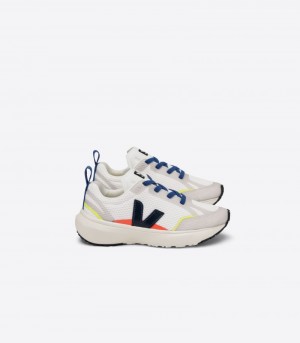 Veja Canary Elastic Laces Alveomesh Sneakers Barn Vita Marinblå | FST-3894