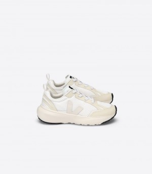 Veja Canary Elastic Laces Alveomesh Sneakers Barn Vita Ljusgrå | QOD-7440