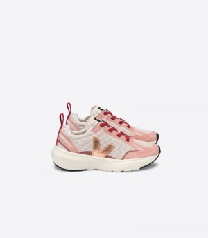 Veja Canary Elastic Laces Alveomesh Sneakers Barn Beige Vinröda | EAC-1998