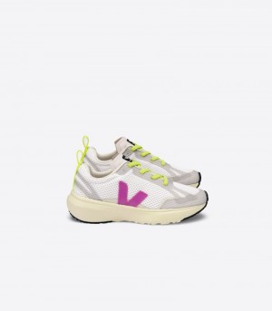 Veja Canary Elastic Spets Sneakers Barn Vita Lila | BKS-5031