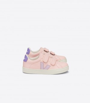 Veja Esplar Chromefree Läder Sneakers Barn Rosa Lila | PLE-5824