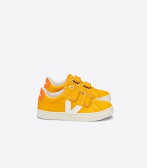 Veja Esplar Chromefree Läder Sneakers Barn Gula Vita | GKM-7646