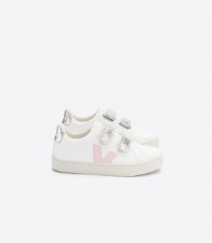 Veja Esplar Chromefree Sneakers Barn Vita Silver Rosa | EWW-6863