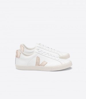 Veja Esplar Läder Sneakers Dam Vita Guld | NQX-9166