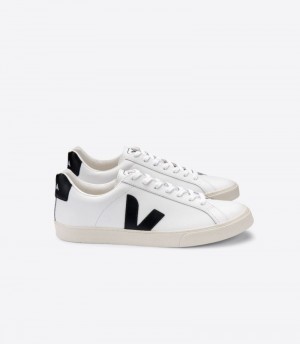 Veja Esplar Läder Sneakers Herr Vita Svarta | UBR-6382