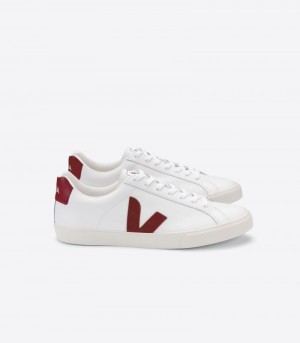 Veja Esplar Läder Sneakers Herr Vita Vinröda | ATK-9840