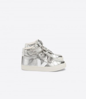 Veja Esplar Mid Fured Mocka Sneakers Barn Silver Vita | HFV-2036