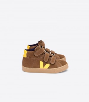 Veja Esplar Mid Mocka Sneakers Barn Bruna Gula | VUY-8630