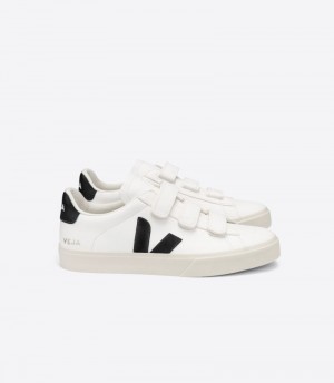 Veja Recife Chromefree Läder Sneakers Dam Vita Svarta | SRAX7H