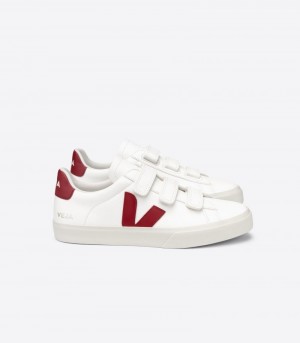 Veja Recife Chromefree Läder Sneakers Dam Vita Vinröda | FXNZD9