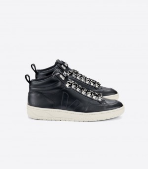 Veja Roraima Läder Sneakers Herr Svarta Silver | P3FV7Q