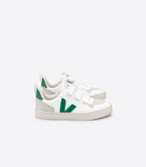 Veja V-10 CWL Sneakers Barn Vita Gröna | CGD-6524