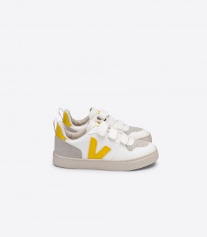 Veja V-10 CWL Sneakers Barn Vita Gula | UVP-6757