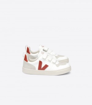 Veja V-10 CWL Sneakers Barn Vita Röda | OEJ-1658