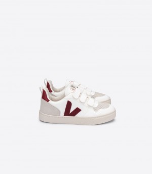 Veja V-10 CWL Sneakers Barn Vita Vinröda | BQM-5202
