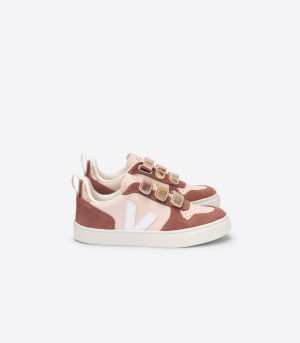 Veja V-10 Chromefree Sneakers Barn Vinröda Rosa Guld | AEM-3854