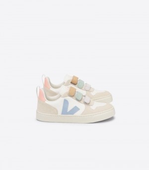 Veja V-10 Chromefree Sneakers Barn Vita Blå | PFQ-6113