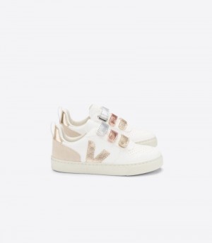 Veja V-10 Chromefree Sneakers Barn Vita Guld | UTB-9847