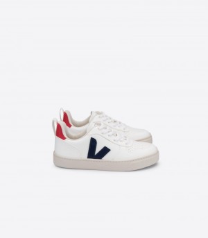 Veja V-10 Laces CWL Sneakers Barn Vita Mörkblå | ZZL-9279