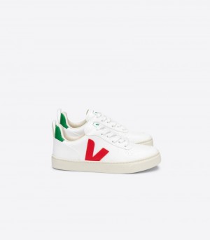 Veja V-10 Laces CWL Sneakers Barn Vita Röda | FIL-6751
