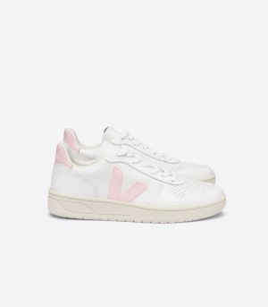 Veja V-10 Läder Sneakers Dam Vita Rosa | D00OBZ