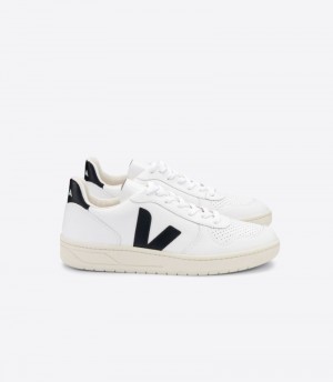 Veja V-10 Läder Sneakers Herr Vita Svarta | BZYWUO