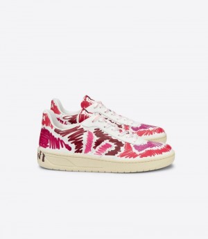 Veja V-10 Läder Veja X Marni Sneakers Dam Vinröda Rosa Vita | 7PRCI6