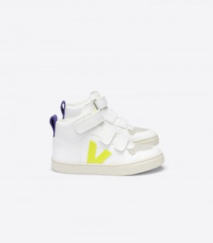 Veja V-10 Mid CWL Sneakers Barn Vita Gula Lila | VJV-8944