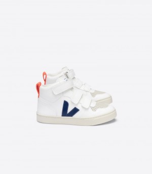 Veja V-10 Mid CWL Sneakers Barn Vita Mörkblå Orange | DAI-2217