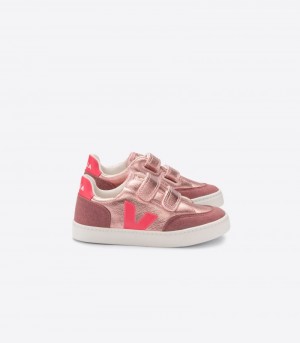 Veja V-12 Chromefree Läder Sneakers Barn Rosa Rosa | IGD-7763
