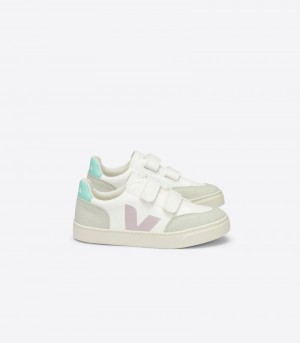Veja V-12 Chromefree Sneakers Barn Vita Turkos | WQH-8272