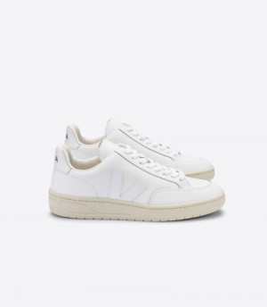 Veja V-12 Läder Sneakers Dam Vita | 731CBA