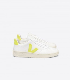 Veja V-12 Läder Sneakers Herr Vita Gula | TWKWHB
