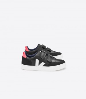 Veja V-12 Sneakers Barn Svarta Vita Rosa | AZS-5784