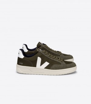 Veja V-12 Veganska B-Mesh Sneakers Herr Olivgröna Vita | TBK3HR