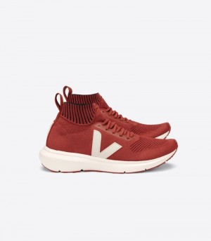 Veja V-knit Veja X Rick Owens Mid Sneakers Dam Röda | ZQY7U1